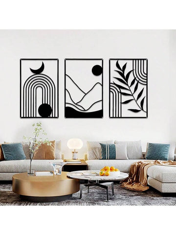 Elevate your home decor with our Bohemian Abstract Line Art Wall Decor set. Handcrafted from metal, each piece features a unique and creative design. Add a touch of artistic flair to any room with these 3 stunning pieces.