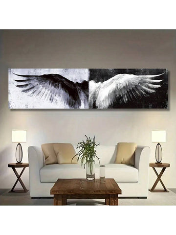 Elevate your home decor with the Creative Black & White Angel Wings Poster Print. Perfect for any room, from the bedroom to the office, this frameless print adds a touch of elegance and sophistication.