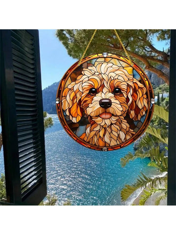 Adorable Dog Stained Glass Hanging Sign - Perfect Gift for Dog Lovers