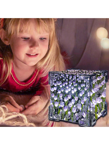 Enchanting 21-Piece Tulip LED Night Light Set - DIY Decorative Lamps & Magic Cube for Bedroom Ambiance