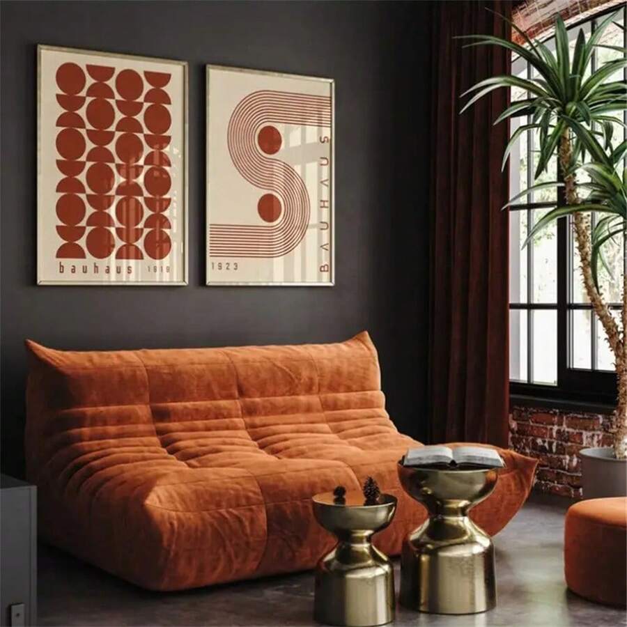 Bauhaus Exhibition Mid-Century Modern Terracotta Canvas Poster