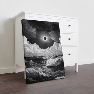 This striking black and white canvas captures a dramatic ocean wave beneath a captivating eclipse, creating a powerful seascape that enhances any living space. Perfect as a focal point above a sofa or bedside, this artwork adds depth and sophistication to your home decor with its bold contrast and dynamic composition. Crafted to bring a sense of movement and tranquility, it complements modern interiors while evoking the timeless beauty of nature.