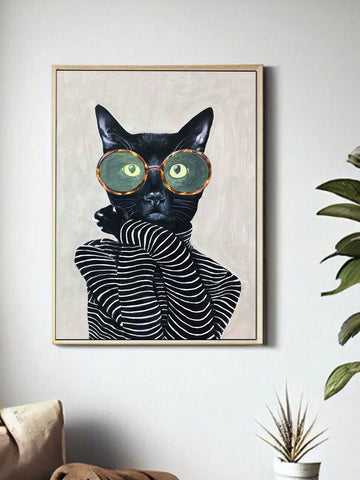 Add some feline flair to your walls with our Chic Cat Canvas Art. This fashionable feline, donning a stylish striped shirt and round glasses, is the ideal addition to any room. Made with high-quality materials, it's the perfect wall decor for cat lovers and fashion enthusiasts alike.