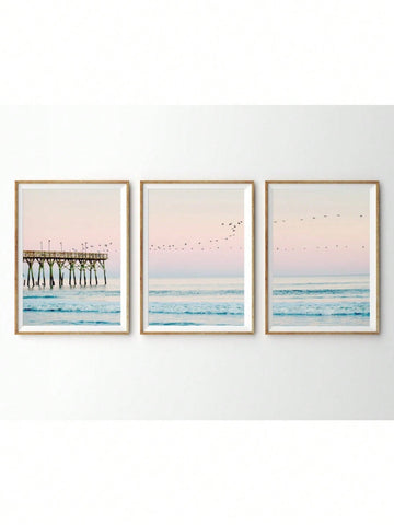 Elevate your living or bedroom space with the Coastal Serenity set, featuring three expertly crafted ocean sunset prints. These artworks capture the calming hues and tranquil ambiance of the seaside at dusk, providing a sophisticated and harmonious focal point. Perfect for creating a serene atmosphere, this set blends effortlessly with modern and coastal interior styles to enhance your decor with refined elegance.