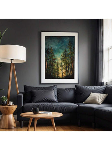 Immerse yourself in the enchanting beauty of the forest with our Dreamy Woodland Starry Night Canvas Print. This moody and captivating piece will bring a serene and peaceful ambiance to any room. Perfect for bedrooms, living rooms, or offices, it's a unique and stylish addition to your decor.