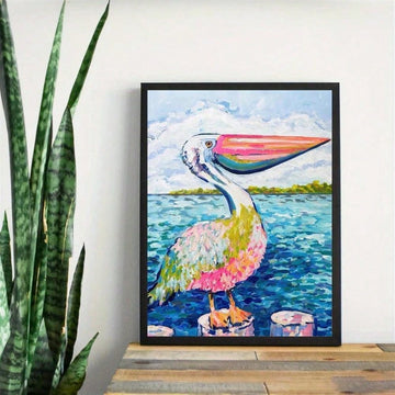 Introducing the Elegant Pelican Canvas Art Print - a stunning and modern portrayal of this majestic animal. This high-quality ink painting is perfect for all seasons, and comes unframed for customizable display. Elevate your home decor with this elegant piece.