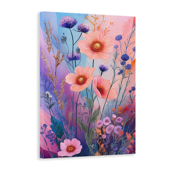 This Floral Canvas Wall Art features a beautiful composition of Pink Poppies and Purple Wildflowers, perfect for adding a touch of natural beauty to any living room, bedroom or even as a decorative backdrop for a sofa. Elevate your home decor with this stunning piece of wall art.
