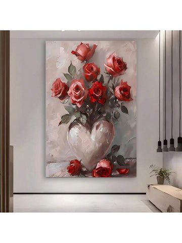 Enhance your space this Valentine's Day with our elegant Framed Rose Heart Canvas Wall Art. Perfect for any room, this ideal home décor features a stunning rose heart design to add a touch of romance to your living room, bedroom, or any other space. Elevate your interior design with this must-have piece.