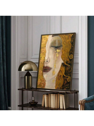 Experience the stunning emotion and beauty captured in this Golden Tears canvas artwork. With a frameless design, the focus remains on the powerful image of a woman's eyes, evoking feelings of sadness and strength. Made with high-quality materials, this decor piece will add a touch of elegance to any space.