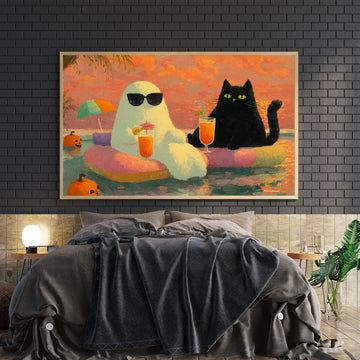 Elevate your home’s ambiance this Halloween with the Halloween Ghost and Black Cat Canvas Wall Art. Perfectly sized for living rooms, sofa backdrops, or bedside decoration, this piece combines spooky charm with artistic flair. Crafted on high-quality canvas, it adds a subtle yet striking seasonal touch that complements your existing decor while creating a festive atmosphere. Ideal for those seeking expert-level seasonal styling without overwhelming their space.