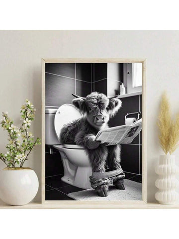 Add a quirky touch to your bathroom with this Humorous Tabby Cat on Toilet canvas wall art. Designed in a mid-century modern style, it combines playful charm with sophisticated aesthetics, perfect for adding character to your space. This unique piece makes an excellent gift for cat lovers and anyone who appreciates distinctive home décor that sparks conversation. Crafted with attention to detail, it effortlessly enhances your bathroom’s ambiance with a subtle blend of humor and style.