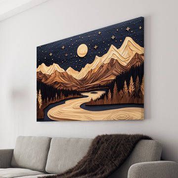Transform any space into a peaceful and serene escape with our Mountain Night Sky Canvas Wall Art. Featuring a starry forest landscape, this piece adds a touch of tranquility to your living room, sofa backdrop, bedside, or any room in your home. Crafted with high-quality materials, this art piece is a must-have for nature lovers.