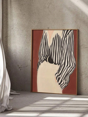 Step into the groovy 70s with our Retro Abstract Woman Silhouette Canvas Art Print. This unframed wall decor boasts vibrant, striped colors and a unique, abstract design. Bring a touch of nostalgia and artistic expression to any room with this retro-inspired piece.