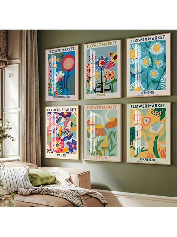 Elevate your living space with this set of 6 modern canvas art prints featuring vibrant flower market scenes. Designed to complement contemporary interiors, these high-quality prints bring a fresh, stylish touch to bedrooms and living rooms. Their versatile aesthetic makes them an ideal gift for art enthusiasts seeking to enhance home decor with a sophisticated floral theme.