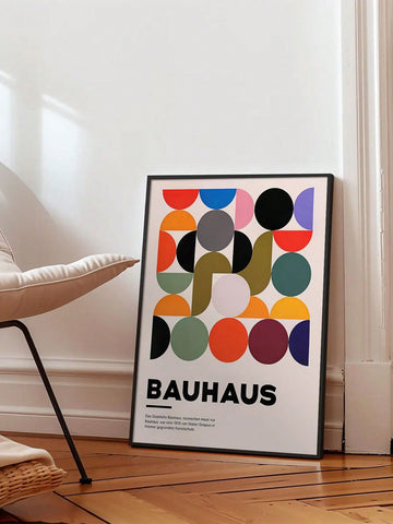Transform your space with this sophisticated frameless canvas poster featuring abstract Bauhaus geometric art. The clean lines and balanced composition make it an ideal statement piece for both contemporary homes and professional office environments.