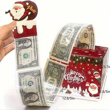 Surprise your loved ones this Christmas with the perfect gift - a Surprise Cash Box! This unique and thoughtful present allows you to hide cash, gift cards, or other small items, making for a fun and exciting surprise. With its sturdy design and festive theme, it is sure to be a hit with anyone on your gift list.