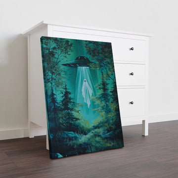 Transform your living space with the UFO Ghost Forest Canvas Wall Art, featuring a captivating supernatural night scene. This striking piece adds a mysterious and atmospheric touch to any room, perfect as a sofa backdrop or bedside decoration. Crafted to enhance your home decor, it invites intrigue and conversation while complementing modern and eclectic interiors. Ideal for those who appreciate unique art that sparks imagination and elevates ambiance.