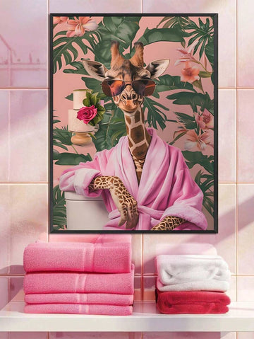 Add a touch of charm and playfulness to any space with this Whimsical Giraffe Bathroom Canvas Art. Perfect for bathrooms, offices, or cafes, this canvas features a delightful giraffe design that brings warmth and personality to your walls. Crafted with quality materials, it offers lasting vibrancy and easy maintenance, making it an ideal choice for both personal and professional environments seeking a unique decorative accent.