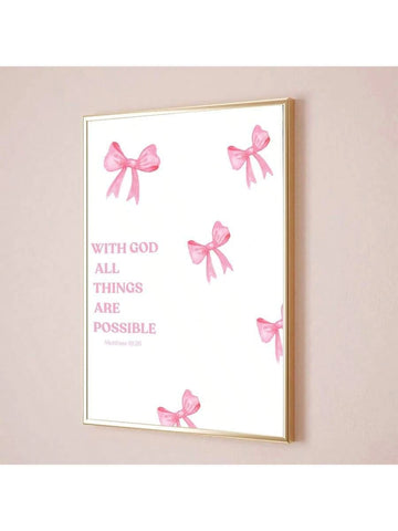Decorate your home with a timeless reminder of faith with our "With God All Things Are Possible" wall art. This inspirational piece features a elegant design and a powerful message, perfect for bringing a touch of spirituality to any room. Made with high quality materials, it is a lasting addition to your home.