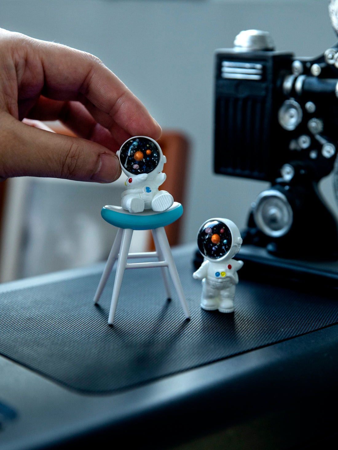 This Space Age Chic 3-piece Astronaut Ornament Set is a must-have for any space enthusiast. Made with high-quality materials, these unique ornaments are perfect for adding a touch of charm and style to your home or office decor. Display them proudly and let your love for space shine through.