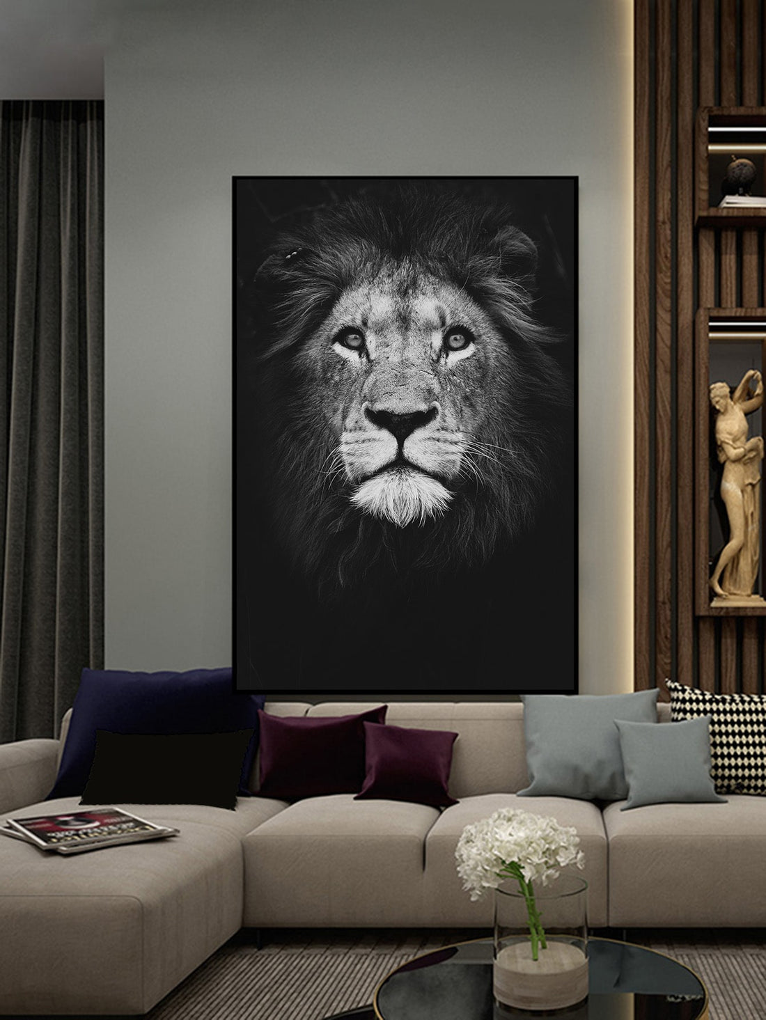 Showcase your love for wildlife with our Modern Lion Print Canvas Poster. With its high-quality waterproof canvas and vibrant colors, this poster is perfect for adding a touch of modern elegance to any room. Perfect for home decor, this bold wall art will surely impress any art enthusiast.