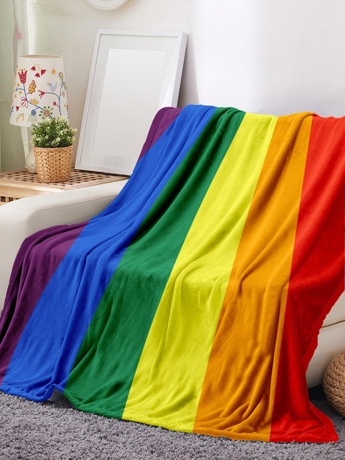 Experience warmth and comfort with our Rainbow Love flannelette blanket. Made with LGBT pride, this cozy blanket adds a colorful touch to any living space. Perfect for snuggling on the sofa or keeping warm in bed. Embrace love and diversity with this must-have home accessory.