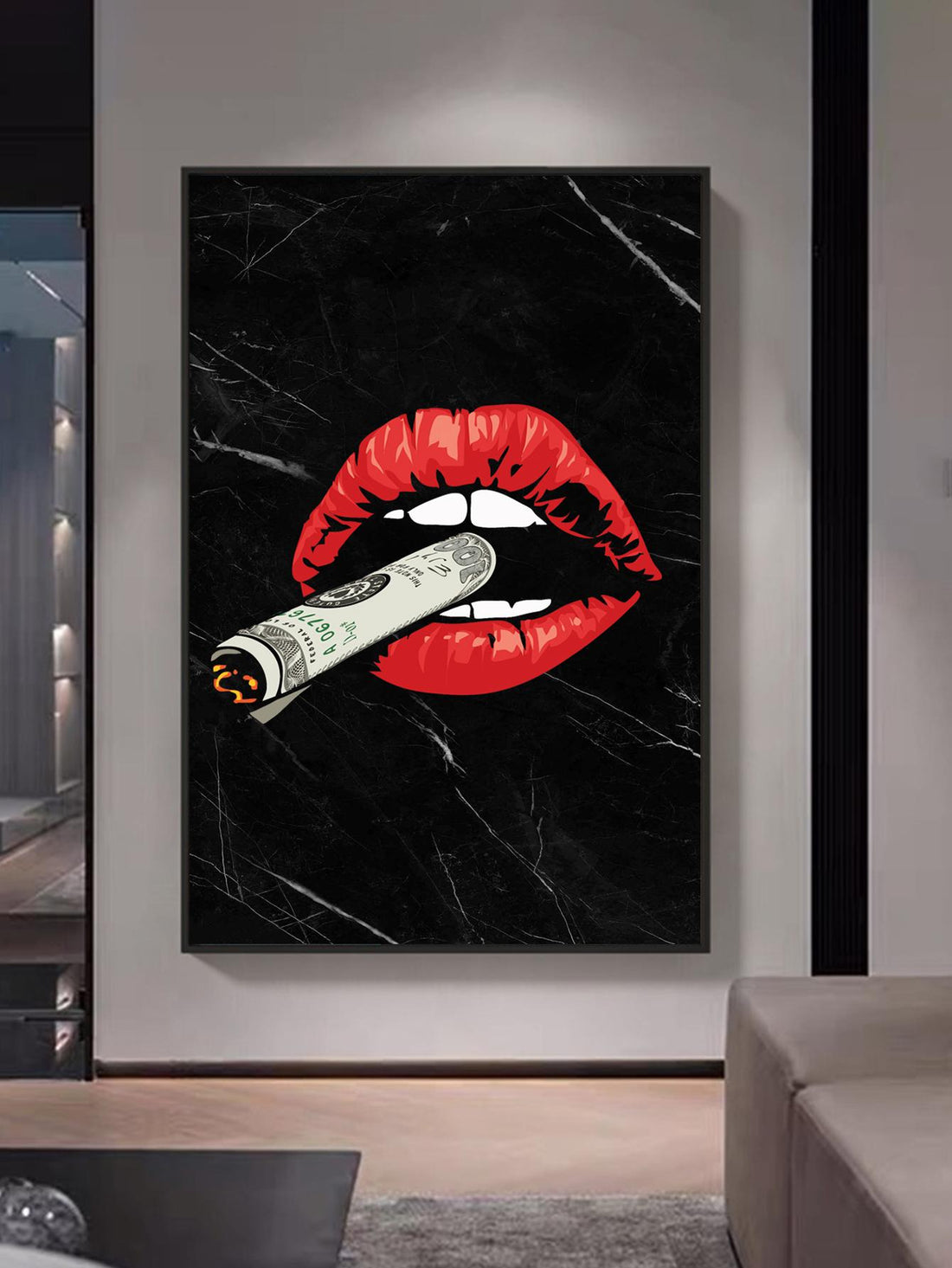 Enhance your living room with our modern red lips oil painting canvas. Crafted with vibrant colors and precise strokes, this wall art adds a touch of elegance to any room. Enjoy the sleek design and bold statements without the need for a frame. Elevate your home with this one-of-a-kind piece.