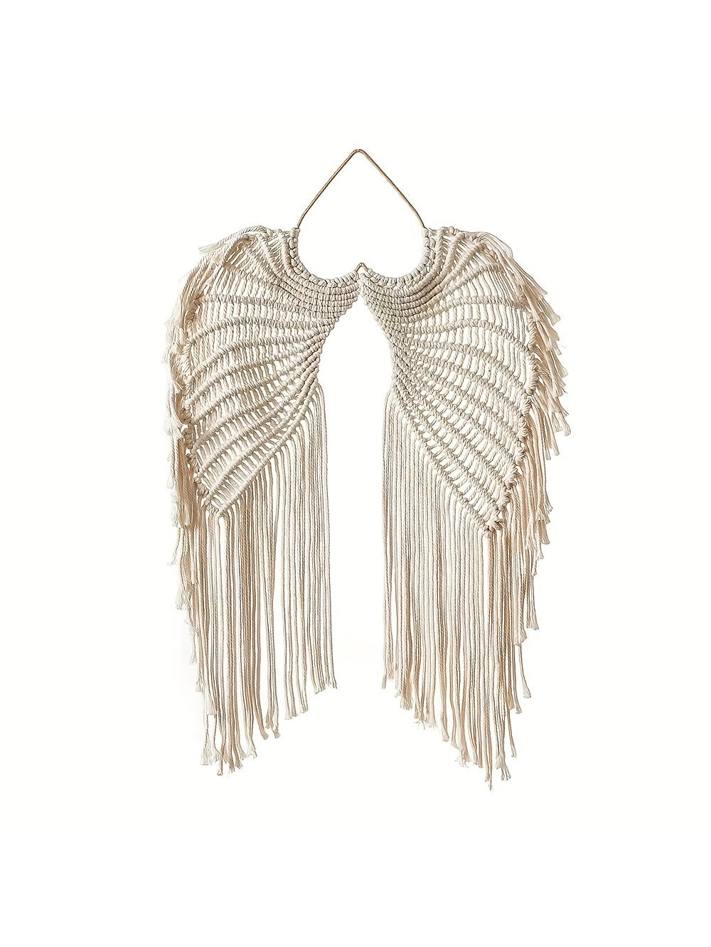 Expertly crafted and uniquely designed, our Heavenly Wings Macrame Wall Hanging Tapestry brings a touch of bohemian charm to any room. Made with intricately woven macrame, this handcrafted décor piece adds texture and style to your walls. Elevate your home décor with this versatile and timeless tapestry.