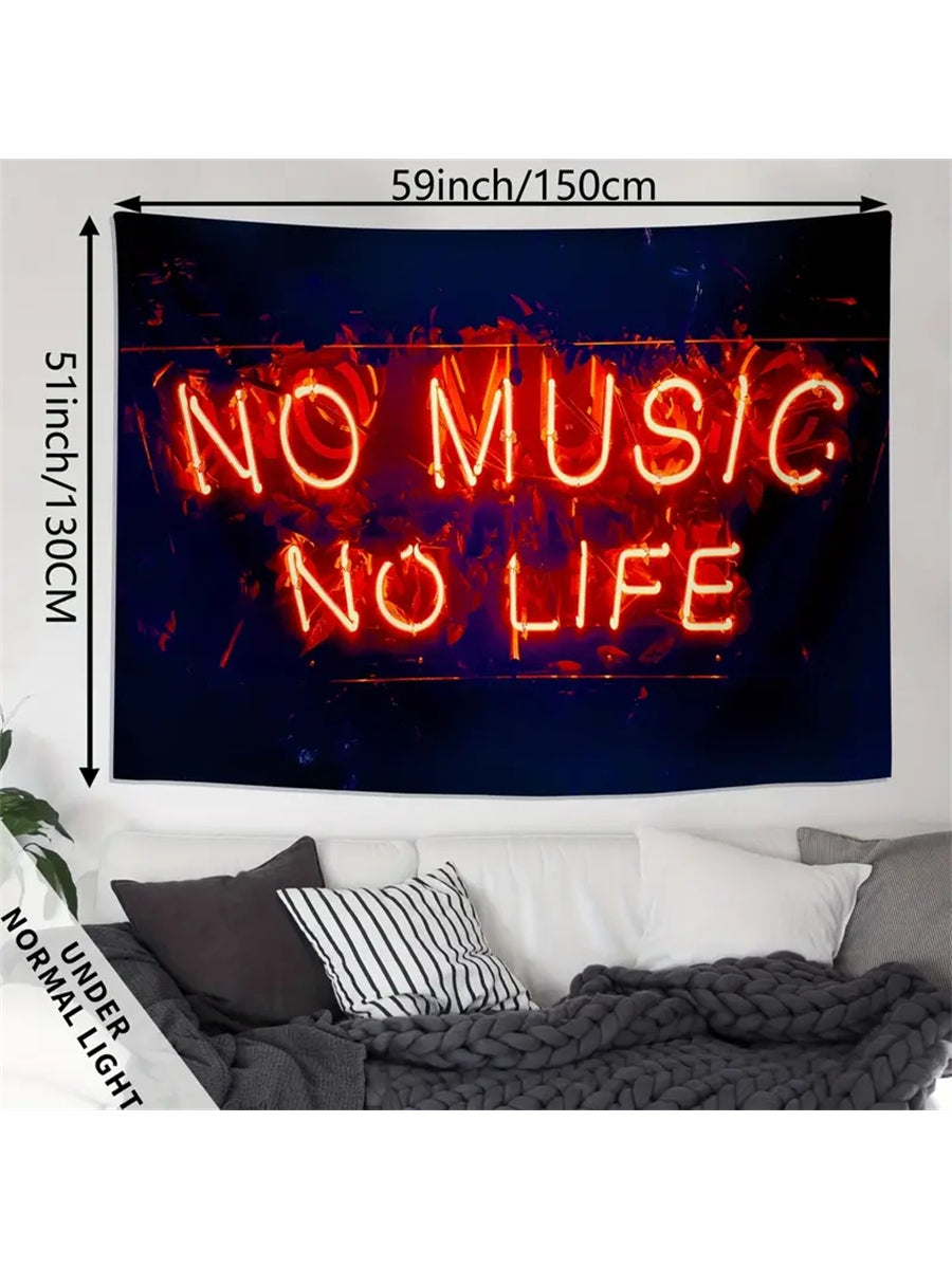 Enhance your home decor with our 1pc No Music No Life Tapestry. This unique tapestry adds style and personalization to any room. Designed with a simple quote, it will inspire and add character to your space. Made of high-quality fabric, it's durable and easy to hang. Perfect for music lovers, this tapestry brings a touch of personality to your home.