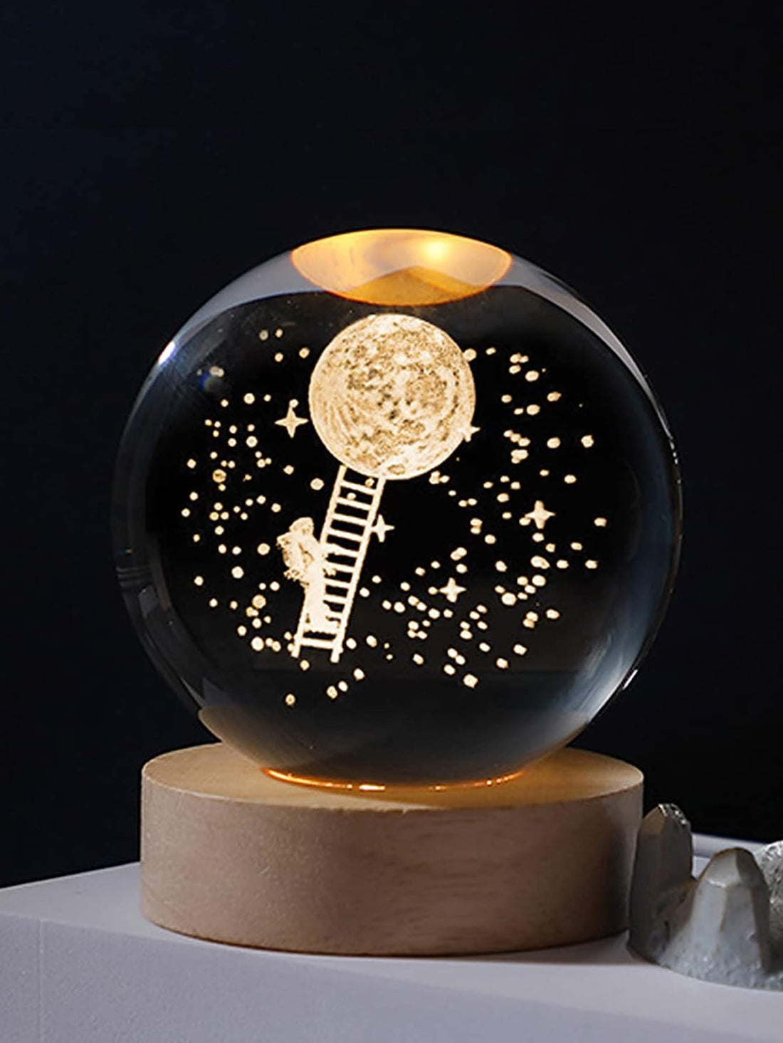 Enhance your space with the stunning Crystal Planet Night Light. Its unique design and soft illumination create a calming atmosphere. Perfect for any table or desk, this beautiful decoration is sure to add a touch of elegance to your living space.