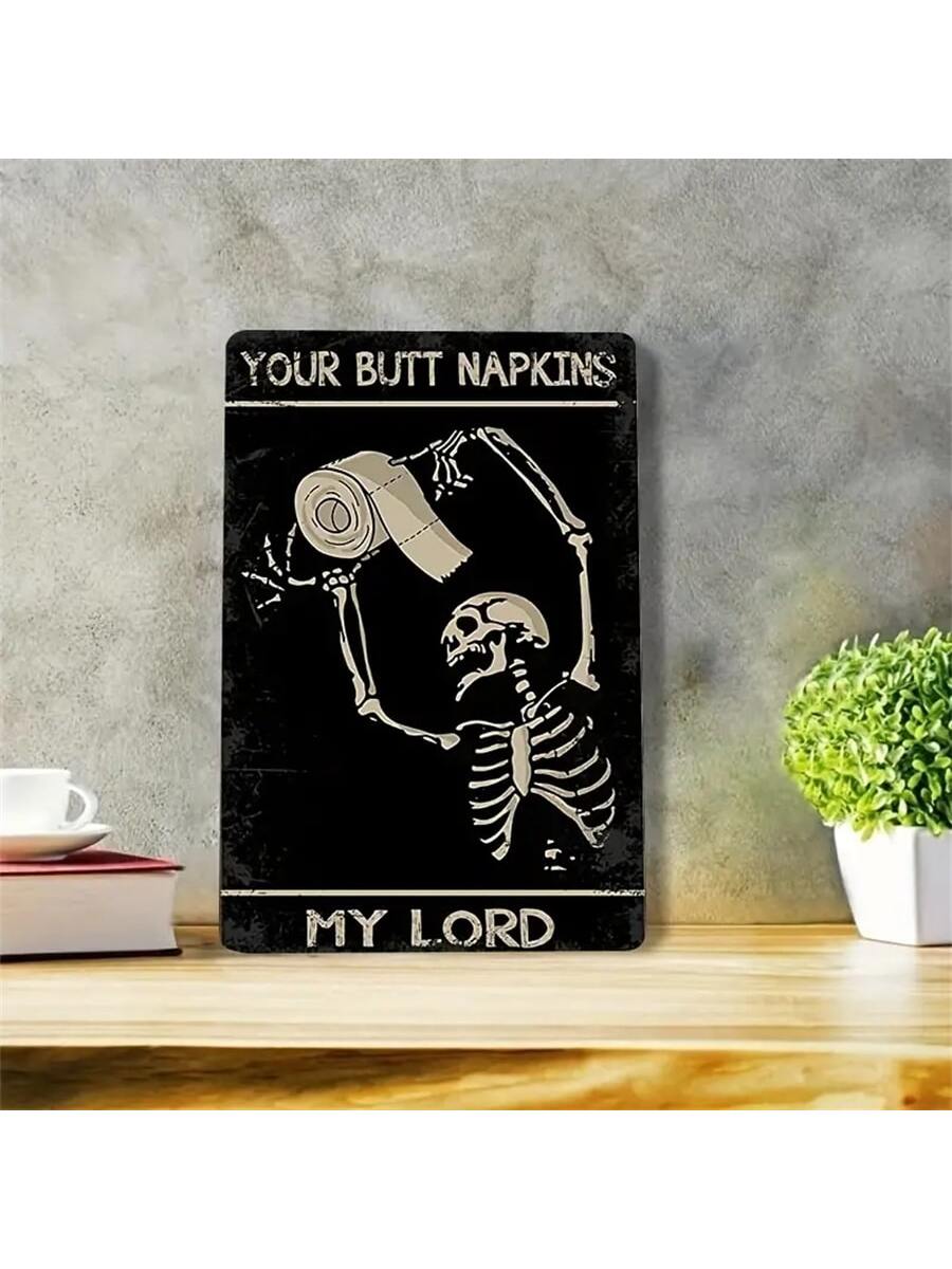 Introduce a playful touch to your home decor with the Retro Skeleton Funny Metal Tin Sign. This quirky wall art is made of durable metal and features a vintage skeleton design, sure to add a unique charm to any room. Show off your sense of humor with this eye-catching piece and elevate your home's style.