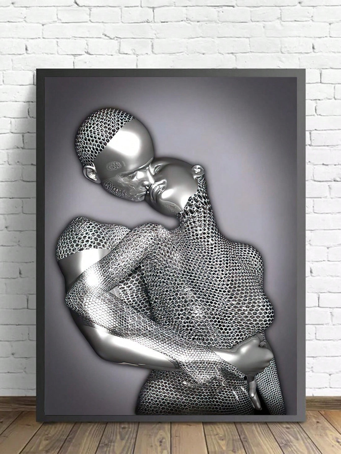 This contemporary canvas painting features a stunning sculpture of a man and woman, making it the perfect addition to any stylish living room. The unique design adds an artistic touch to your decor, making it a visually appealing piece. Elevate your space with this modern and sophisticated painting.