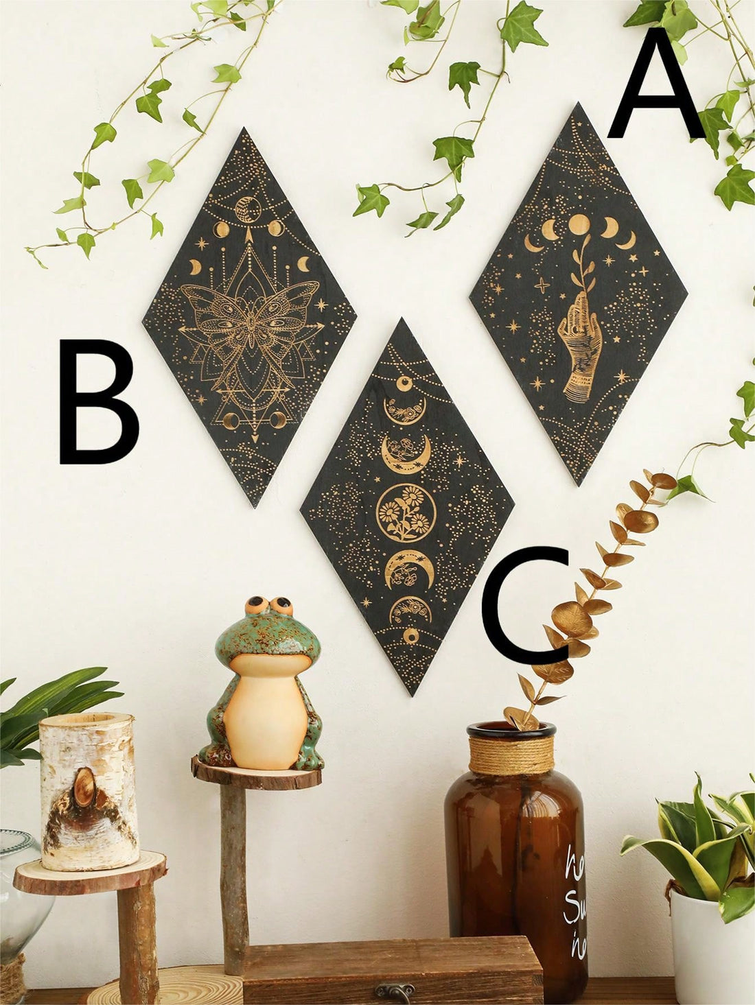 Add an enchanting touch to your home with our Boho Mystical Wall Decor. Featuring intricate designs of the moon, stars, sun phases, and a coiled snake, this wall hanging is perfect for adding a mystical and spiritual vibe to any room. Made with high-quality materials, it's both beautiful and durable.