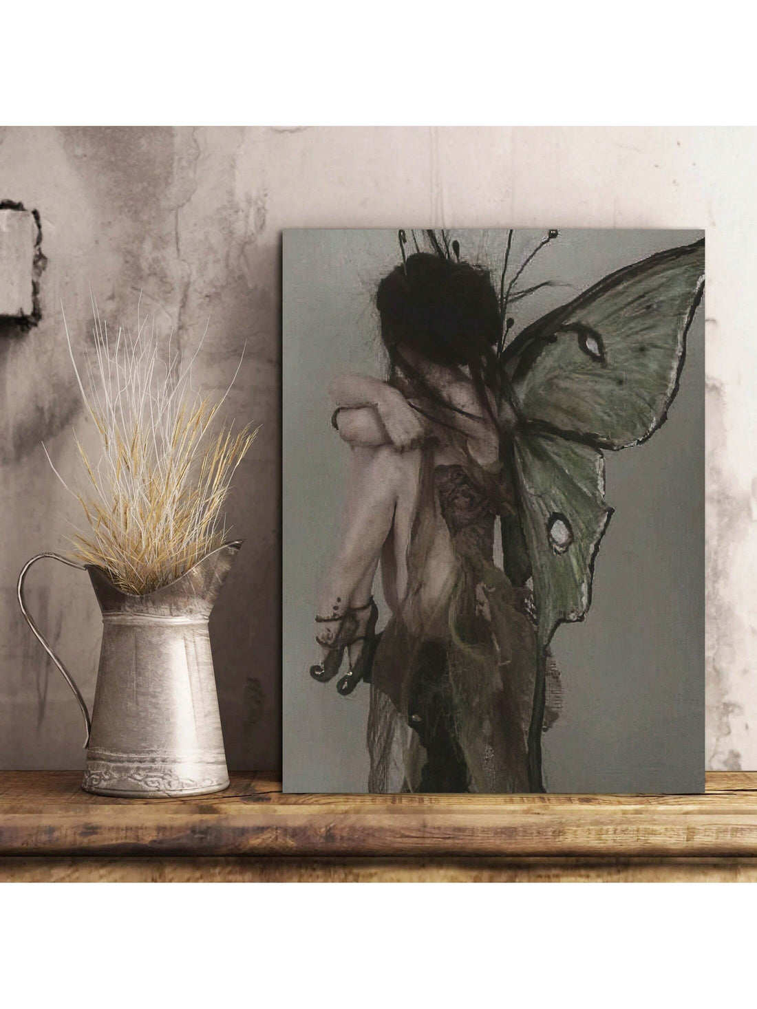 Experience the allure of Gothic elegance in your space with our Enchanting Dark Wings Canvas Art. Delicately detailed and expertly crafted, this piece adds a touch of mystery and sophistication to any room. Made with high-quality canvas and ink, it's a stunning addition to your home decor.