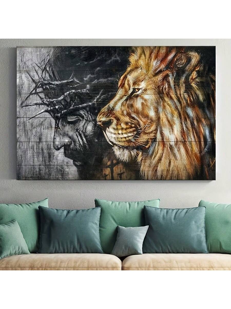 Add a touch of inspiration to your living room or bedroom with our Jesus And Lion Print Canvas Poster. This beautiful canvas wall art features a bold and captivating design, perfect for walls in need of decoration. Hang it up for an instant upgrade to your home decor.