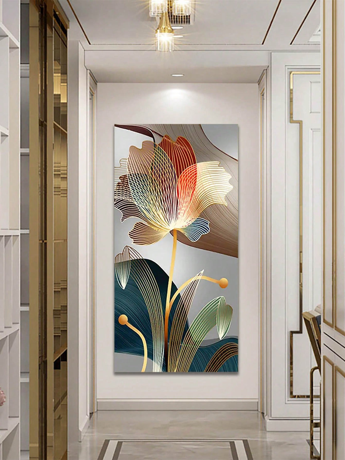 This canvas wall art print features a modern and minimalist abstract flower design, adding a touch of style to any home décor. Crafted with high-quality materials, this print will elevate the look of any room. Perfect for those who appreciate sleek and fashionable design.