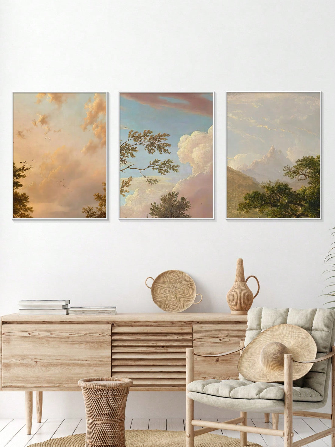 ElevElevate your home ambiance with this 3-piece canvas art set featuring serene blue skies and soft white clouds. Designed for bedrooms, living rooms, and dining rooms, these panels bring a calming natural beauty that enhances any space. The high-quality print and durable canvas material ensure lasting vibrancy, while the cohesive trio arrangement adds balance and sophistication to your wall décor. Ideal for creating a peaceful atmosphere, this art set complements a variety of interior styles with expert c