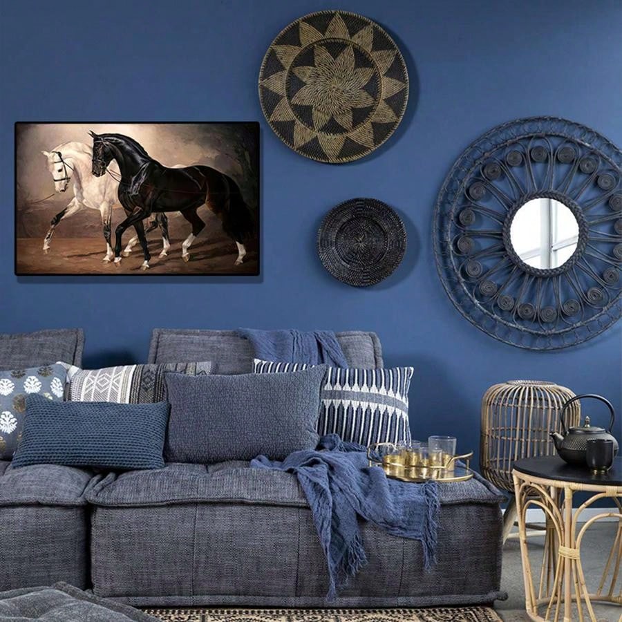 This stunning black and white horse print on canvas is the perfect gift for friends who love horses. It's ideal for decorating a bedroom, corridor, office, or living room. The high-quality print ensures vibrant colors and a durable finish. No frame is needed, making it easy to display wherever you choose.