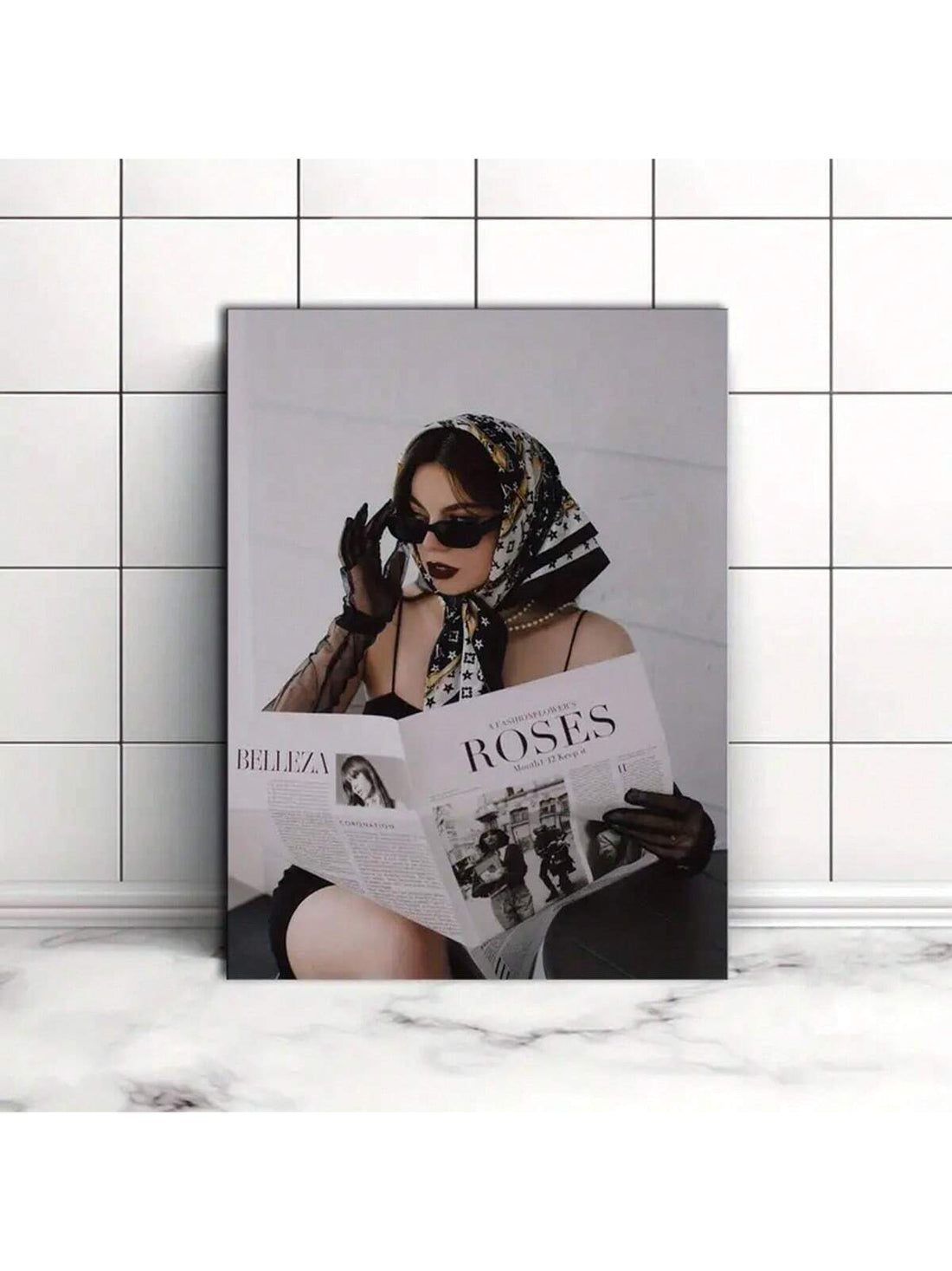This unframed canvas poster features a stylish woman wearing sunglasses, adding a touch of urban elegance to any modern home décor. Made from high-quality materials, it is the perfect wall art choice for those looking for a chic and sophisticated addition to their living space.