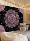 Blue mandala wall tapestry size and hanging style product view