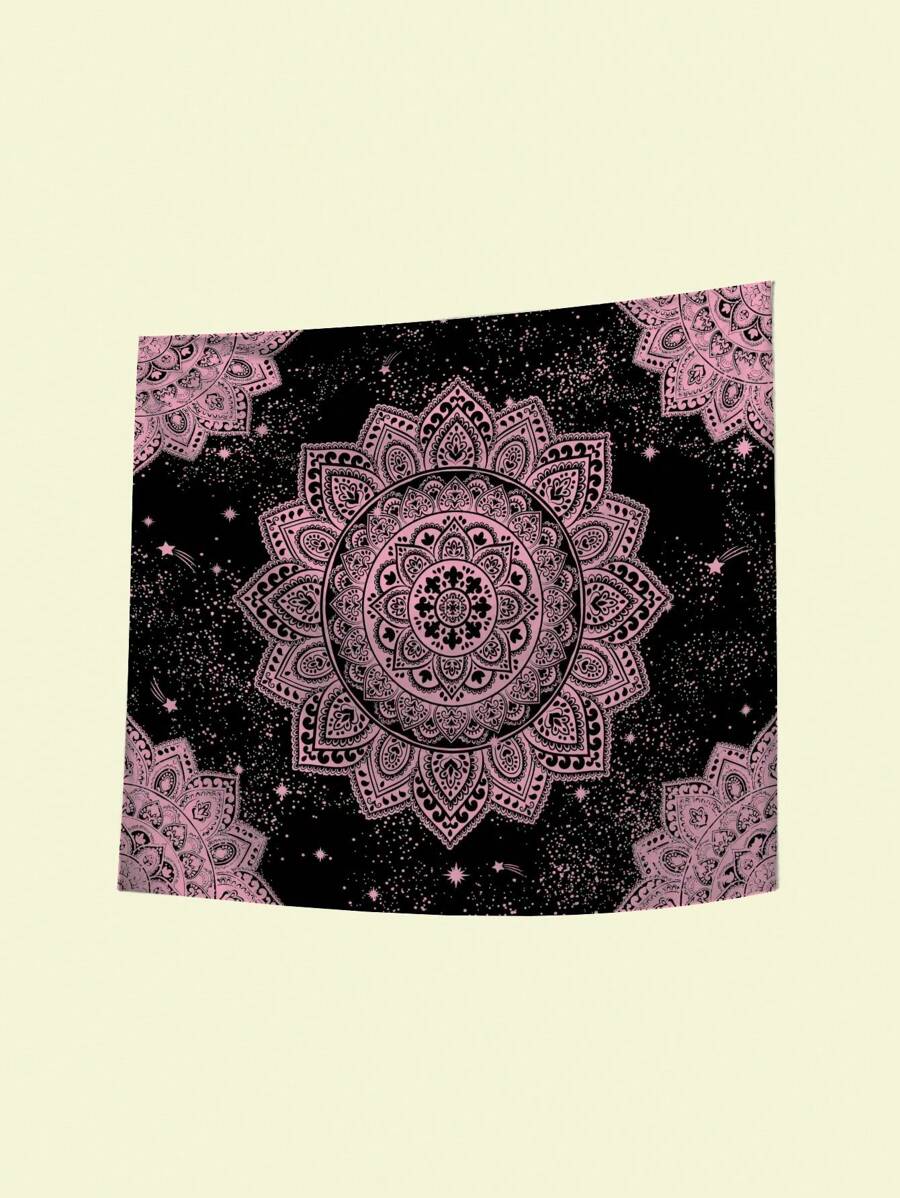 Meditation tapestry with celestial mandala pattern and lightweight textile