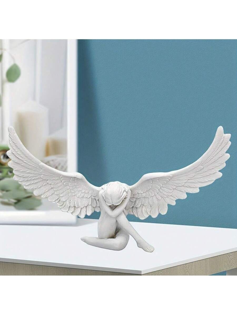 Elegant figure and wing shaped craft ornament in matte white finish.