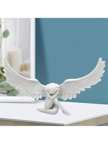 Elegant figure and wing shaped craft ornament in matte white finish.