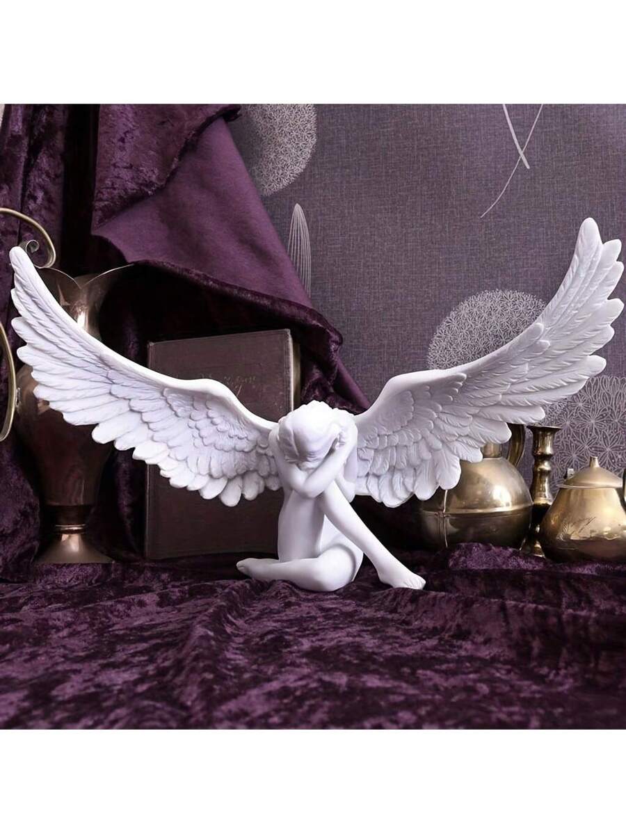 Elegant figure and wing shaped craft ornament in matte white finish.