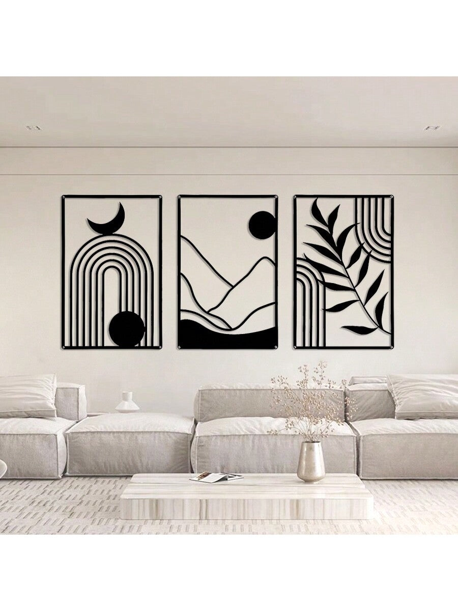 Elevate your home decor with our Bohemian Abstract Line Art Wall Decor set. Handcrafted from metal, each piece features a unique and creative design. Add a touch of artistic flair to any room with these 3 stunning pieces.