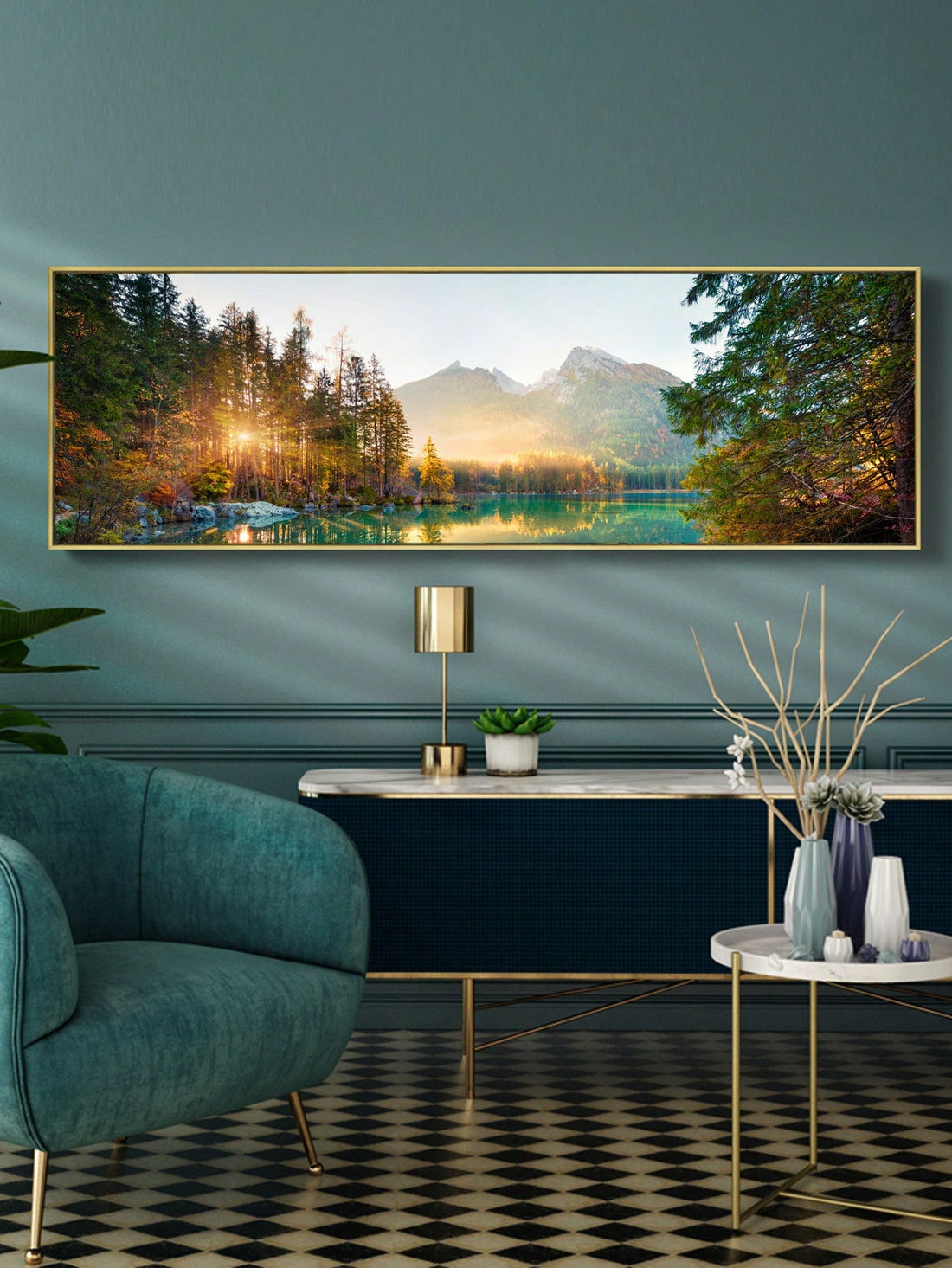 Enhance your living room or bedroom with this stunning landscape picture featuring a sunset mountain range print on canvas. Transform your space into a peaceful oasis with this high-quality, frameless piece. Perfect for nature lovers and those seeking a touch of tranquility in their home.