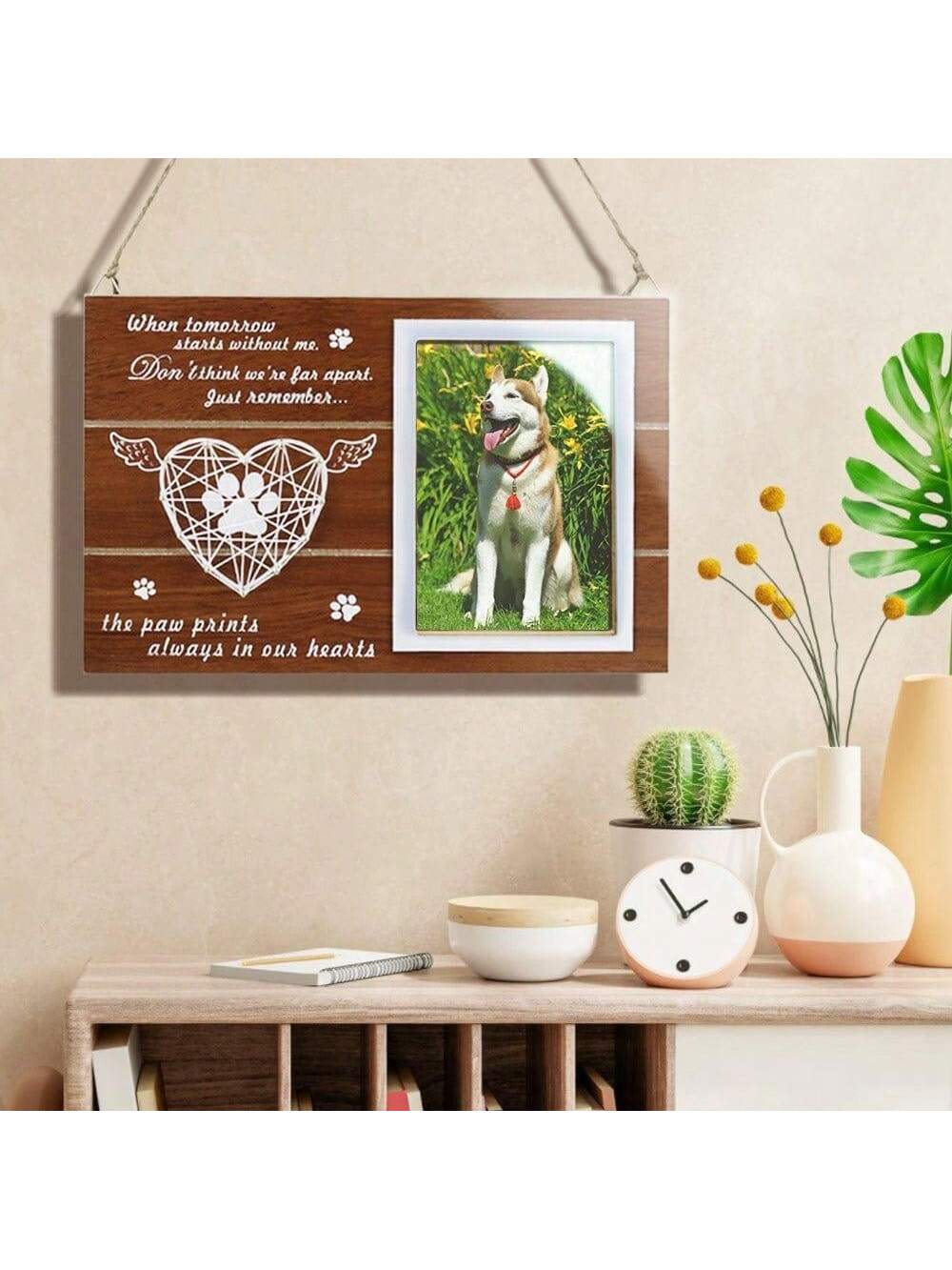 Get a special keepsake for your beloved pet with our Custom Pet Memorial Picture Frame. Personalized with your pet's name, this framed remembrance is a heartfelt bereavement gift for any dog or cat owner. Preserve memories with style and honor the special bond you shared with your furry friend.