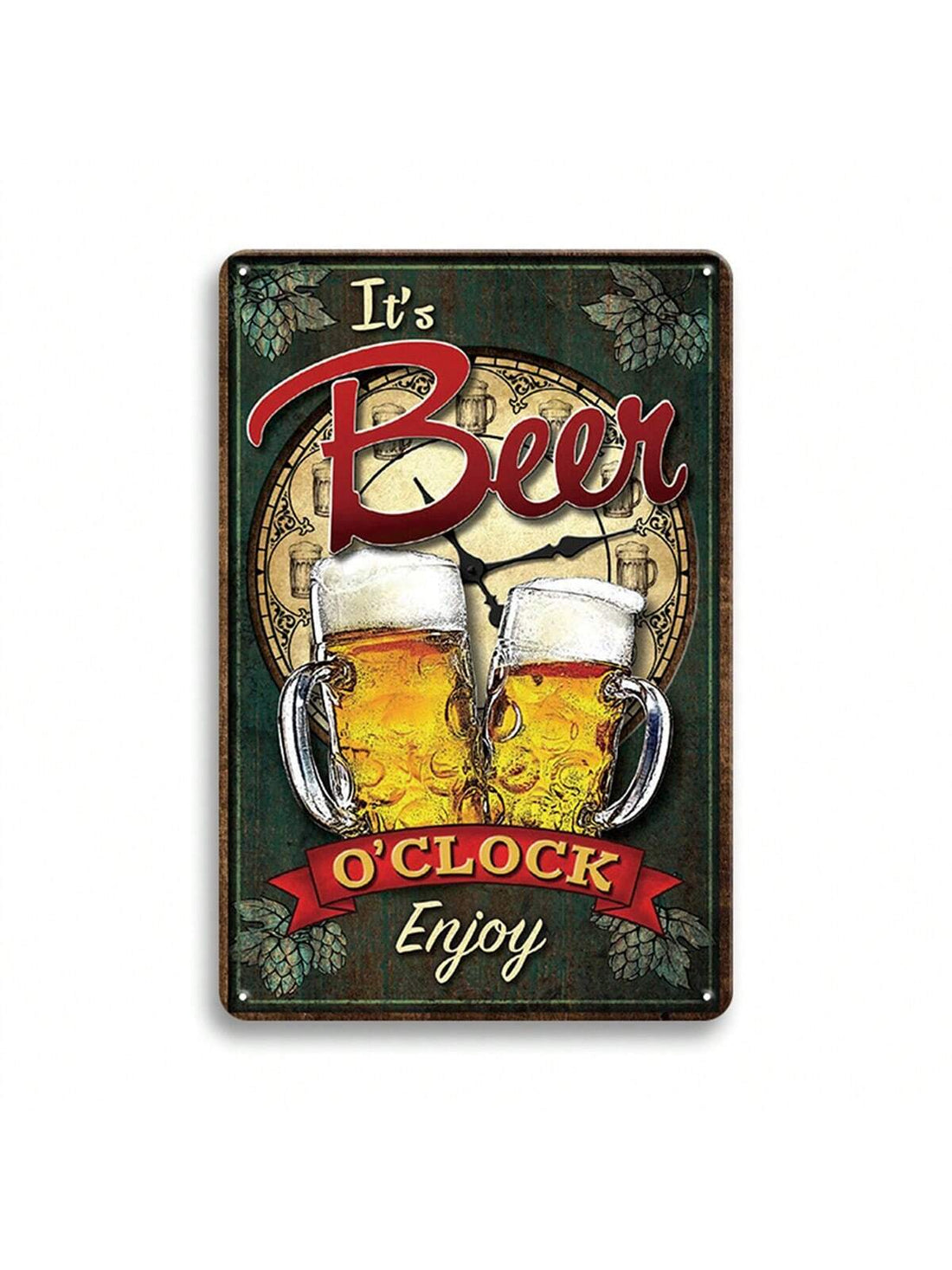 Vintage Funny Plaque with It's Beer O'clock Enjoy Man Cave Metal Signs - Wall Decorations