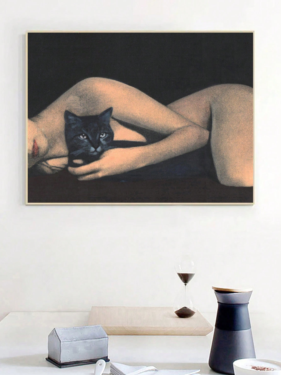 Introduce a touch of elegance to your home and office space with our Charming Rimless Black Cat Oil Painting Wall Art. Featuring a vintage canvas print of a black cat, this wall art adds an air of sophistication to any room. Perfect for cat lovers and art enthusiasts, enhance your décor with this stylish piece.