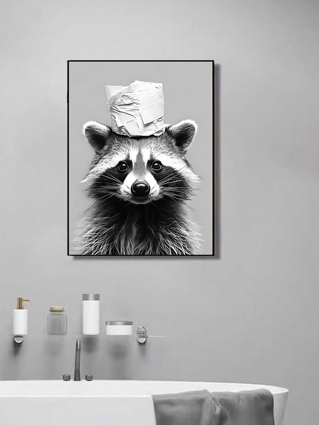 Enhance your bathroom decor with our Whimsical Raccoon Toilet Paper Poster. The playful design adds a touch of whimsy to your space. Made of high-quality materials, this poster is a durable and unique addition to any bathroom.